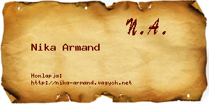 Nika Armand névjegykártya